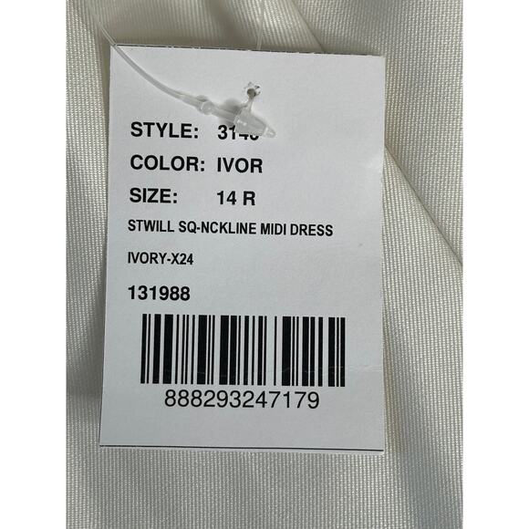 Dessy Collection NWT Square Neck Satin Midi Dress Full Skirt Pockets Formal 14 - Picture 6 of 9